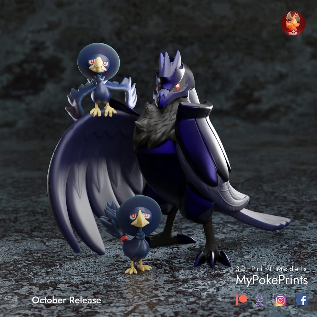 P站图纸印象馆 口袋妖怪 钢铠鸦和黑暗鸦 口袋妖怪 钢铠鸦和黑暗鸦