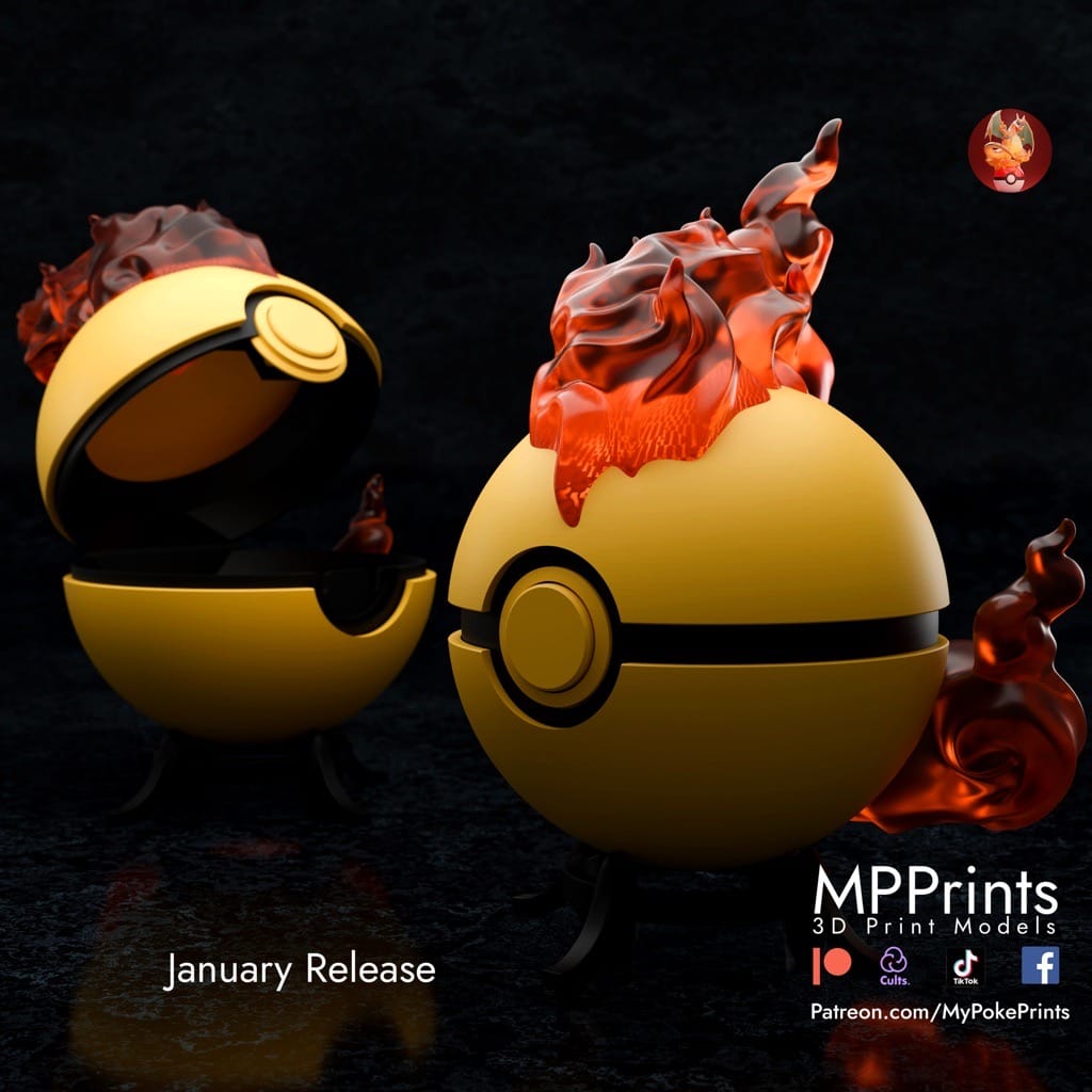 P站图纸印象馆 口袋妖怪 火焰鸟精灵球 口袋妖怪 火焰鸟精灵球