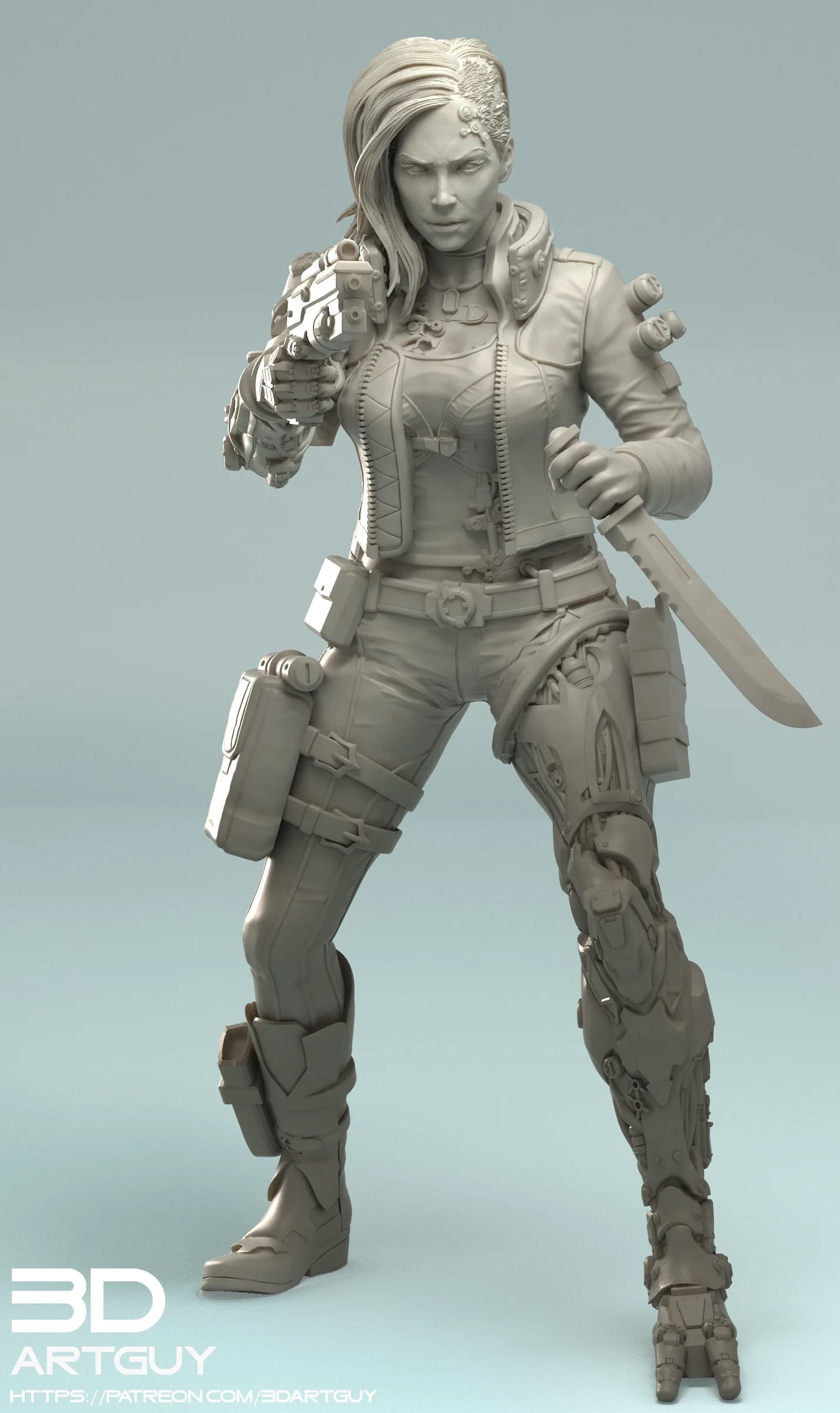 P站图纸印象馆 3DArtGuy 赛博朋克赏金猎手 Pose Two 3DArtGuy 赛博朋克赏金猎手 Pose Two