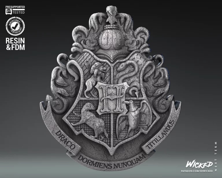 P站图纸印象馆 3DWicked 哈利波特 霍格沃茨校徽 3DWicked 哈利波特 霍格沃茨校徽