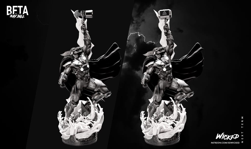 P站图纸印象馆 3DWicked 漫威 马面雷神 3DWicked 漫威 马面雷神