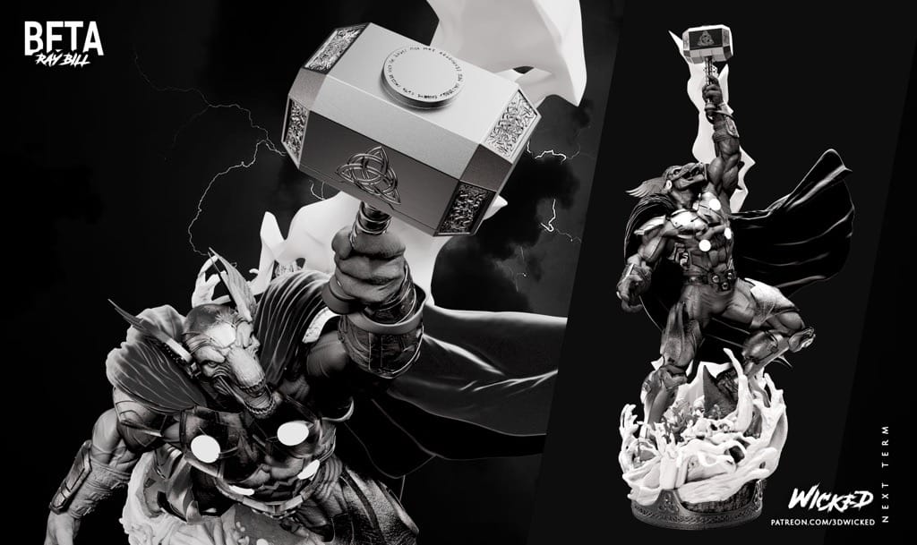 P站图纸印象馆 3DWicked 漫威 马面雷神 3DWicked 漫威 马面雷神