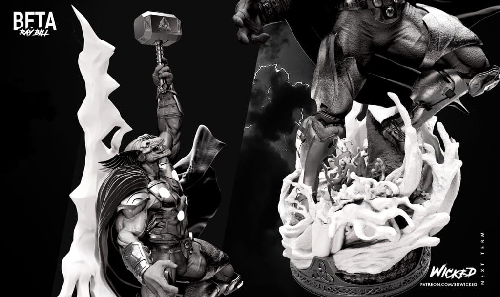 P站图纸印象馆 3DWicked 漫威 马面雷神 3DWicked 漫威 马面雷神