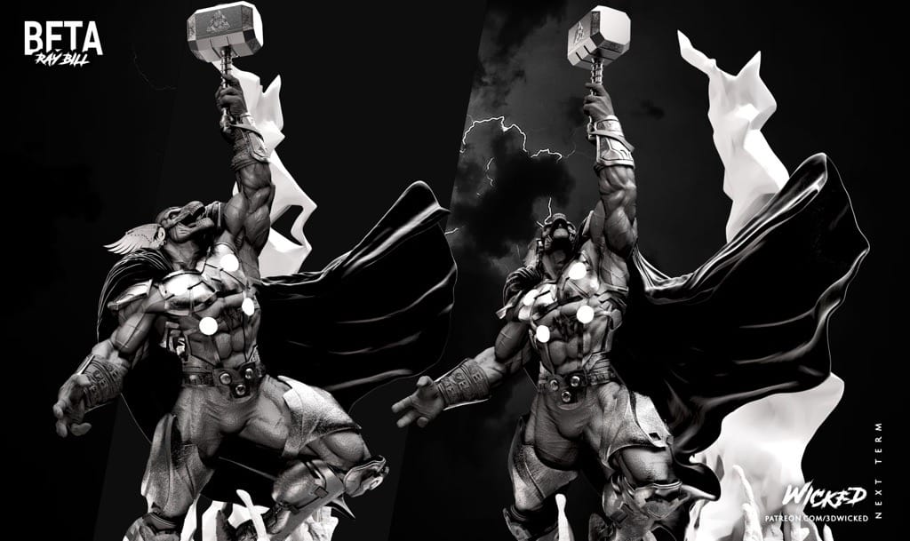 P站图纸印象馆 3DWicked 漫威 马面雷神 3DWicked 漫威 马面雷神