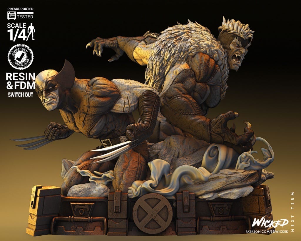 P站图纸印象馆 3DWicked 漫威 剑齿虎和金刚狼 3DWicked 漫威 剑齿虎和金刚狼