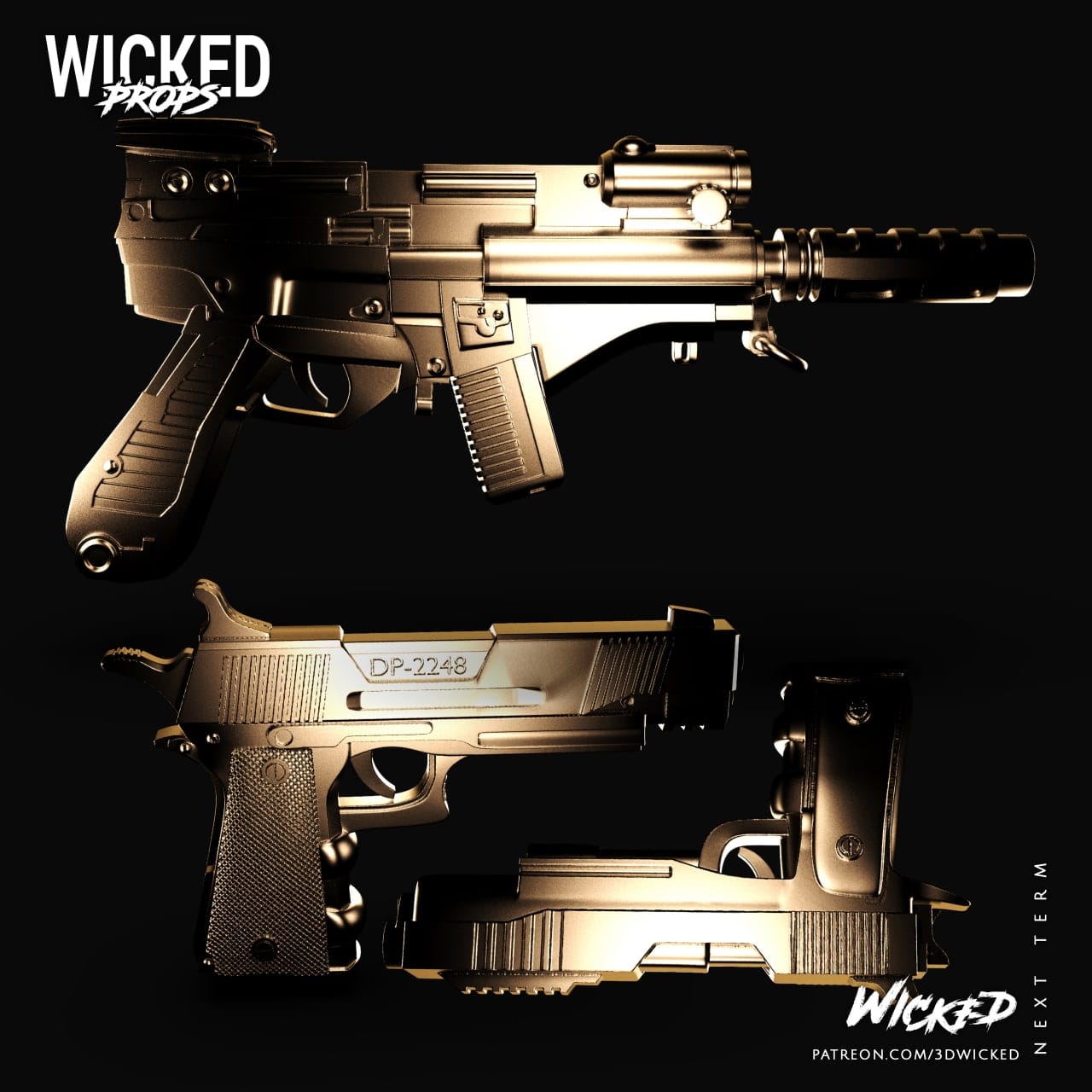 P站图纸印象馆 3DWicked 漫威 死侍 枪和乌兹 3DWicked 漫威 死侍 枪和乌兹