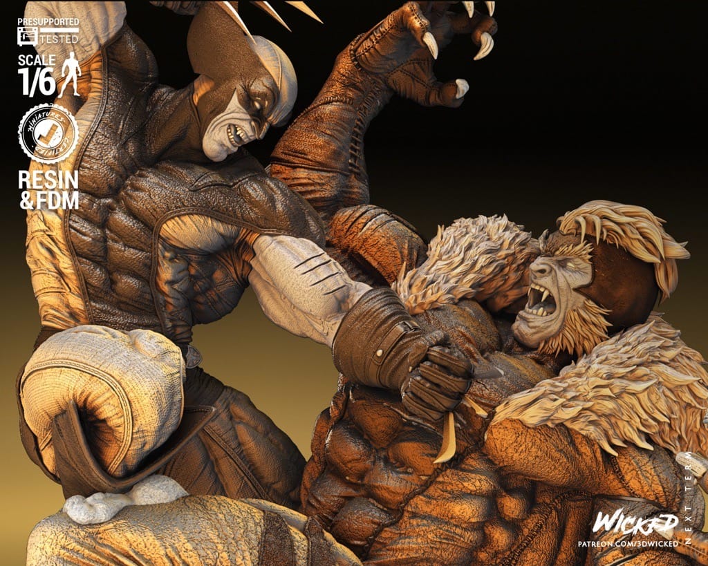 P站图纸印象馆 3DWicked 漫威 X战警 金刚狼对剑齿虎 3DWicked 漫威 X战警 金刚狼对剑齿虎