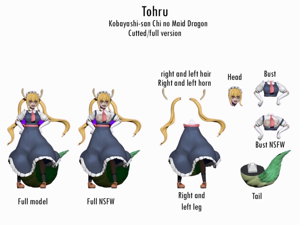 P站图纸印象馆 ANIME GIRLS 小林家的龙女仆 托尔 ANIME GIRLS 小林家的龙女仆 托尔