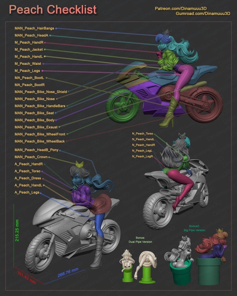 P站图纸印象馆 Dinamuuu 3D 超级马里奥 桃子公主 Dinamuuu 3D 超级马里奥 桃子公主