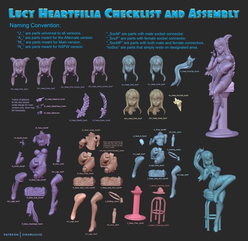 P站图纸印象馆 Dinamuuu 3D 妖精的尾巴 露西·哈特菲利亚 Dinamuuu 3D 妖精的尾巴 露西·哈特菲利亚