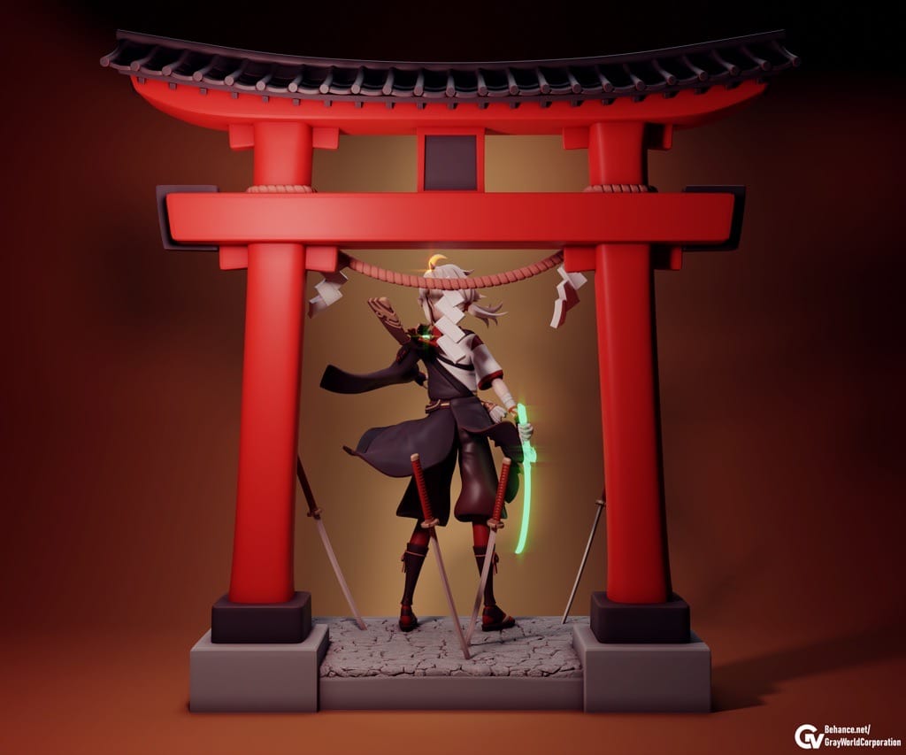 P站图纸印象馆 GrayWorld 原神 浪人武士枫原万叶 GrayWorld 原神 浪人武士枫原万叶