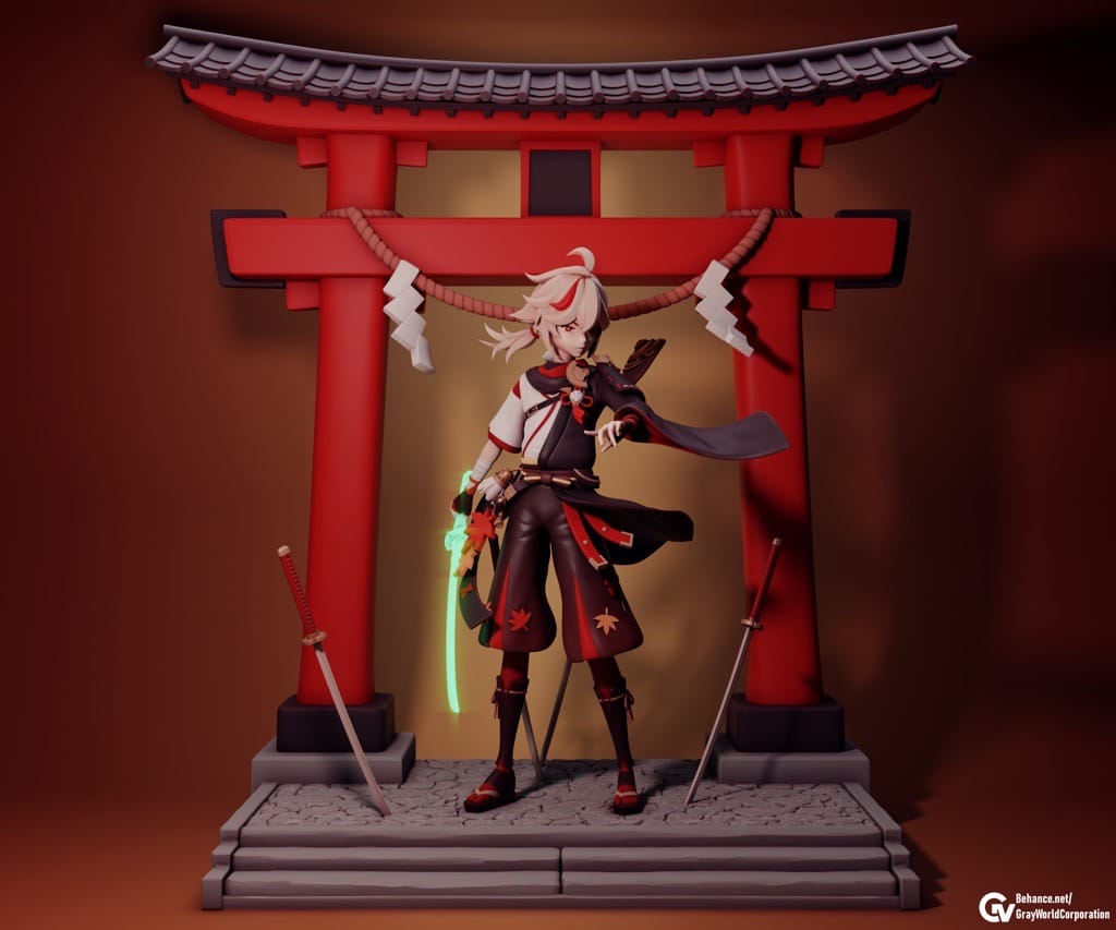 P站图纸印象馆 GrayWorld 原神 浪人武士枫原万叶 GrayWorld 原神 浪人武士枫原万叶