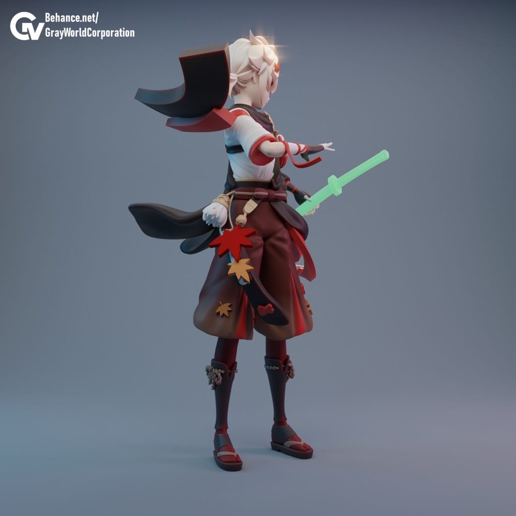 P站图纸印象馆 GrayWorld 原神 浪人武士枫原万叶 GrayWorld 原神 浪人武士枫原万叶