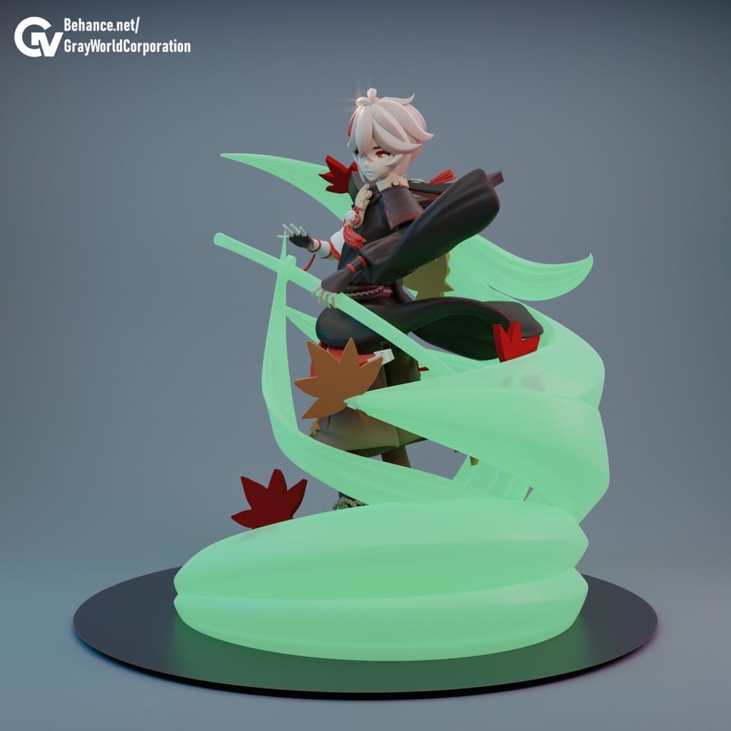 P站图纸印象馆 GrayWorld 原神 浪人武士枫原万叶 GrayWorld 原神 浪人武士枫原万叶