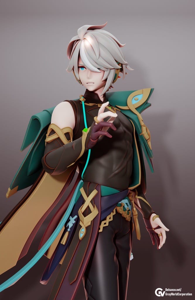 P站图纸印象馆 GrayWorld 原神 学者 艾尔海森 GrayWorld 原神 学者 艾尔海森