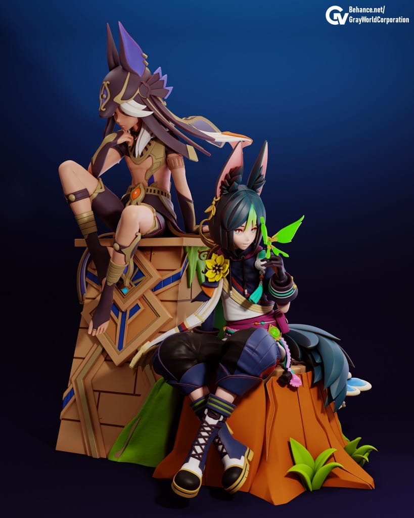 P站图纸印象馆 GrayWorld 原神 提纳里和赛诺 GrayWorld 原神 提纳里和赛诺