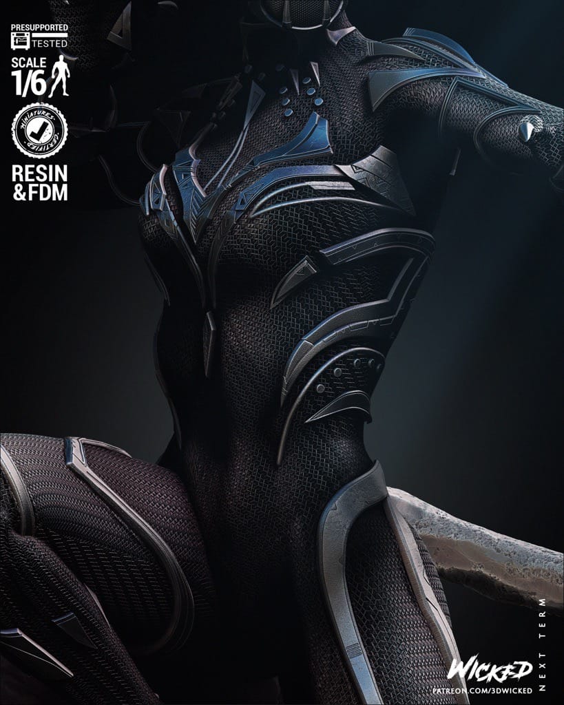 P站图纸印象馆 3DWicked 漫威 黑豹 瓦坎达公主苏里 3DWicked 漫威 黑豹 瓦坎达公主苏里