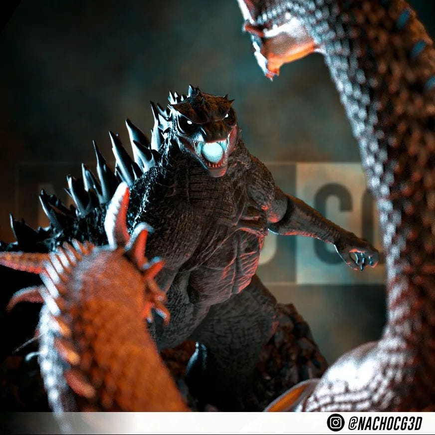 P站图纸印象馆 Nacho CG 王者基多拉大战哥斯拉 Nacho CG 王者基多拉大战哥斯拉