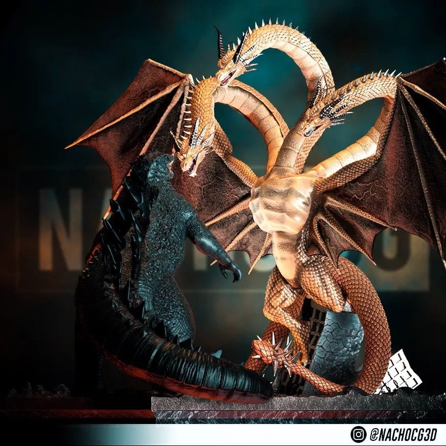 P站图纸印象馆 Nacho CG 王者基多拉大战哥斯拉 Nacho CG 王者基多拉大战哥斯拉