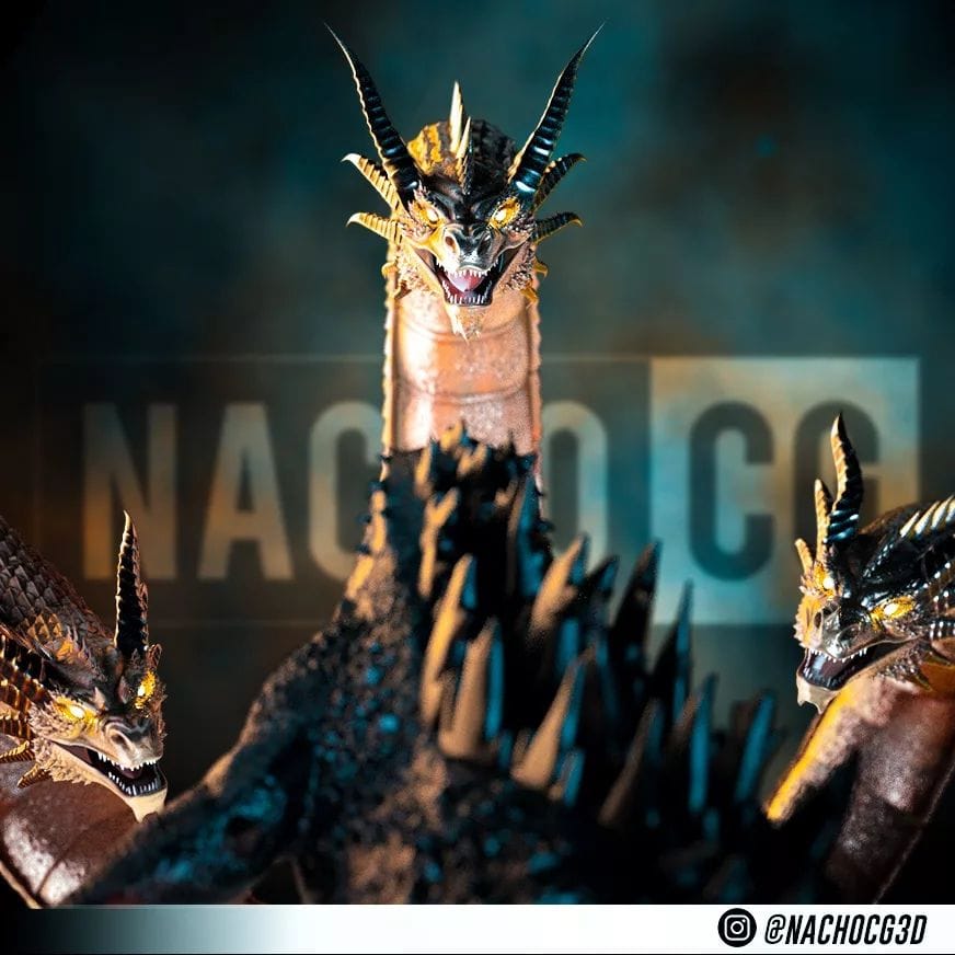 P站图纸印象馆 Nacho CG 王者基多拉大战哥斯拉 Nacho CG 王者基多拉大战哥斯拉