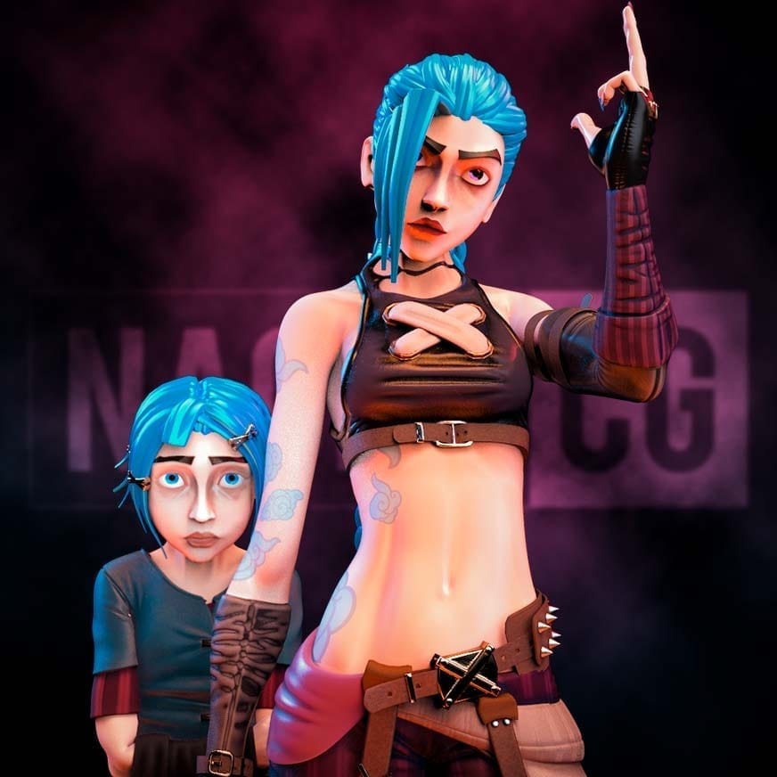 P站图纸印象馆 Nacho CG 英雄联盟 双城之战 金克丝和爆爆 Nacho CG 英雄联盟 双城之战 金克丝和爆爆