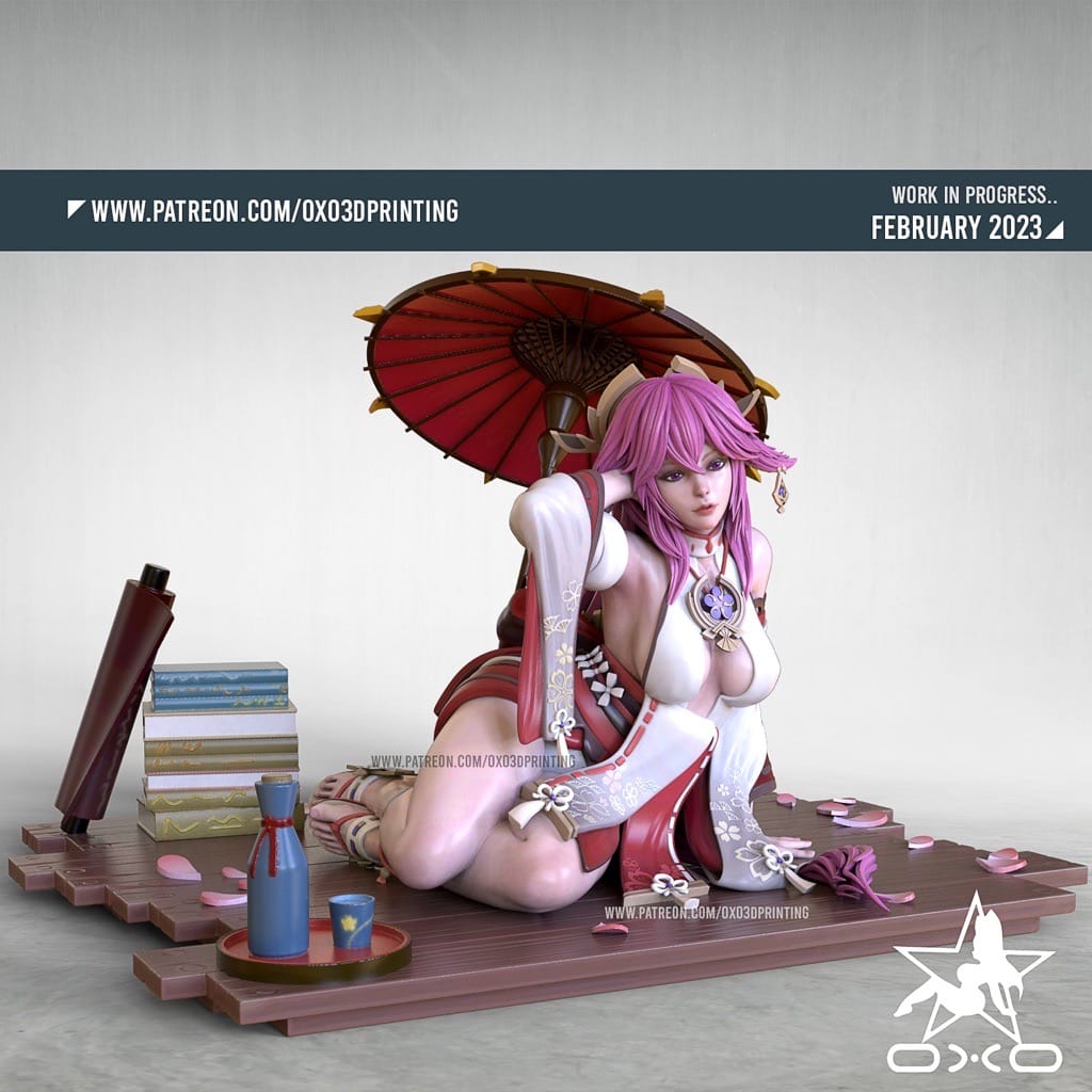 P站图纸印象馆 OXO3D 原神 八重神子 OXO3D 原神 八重神子