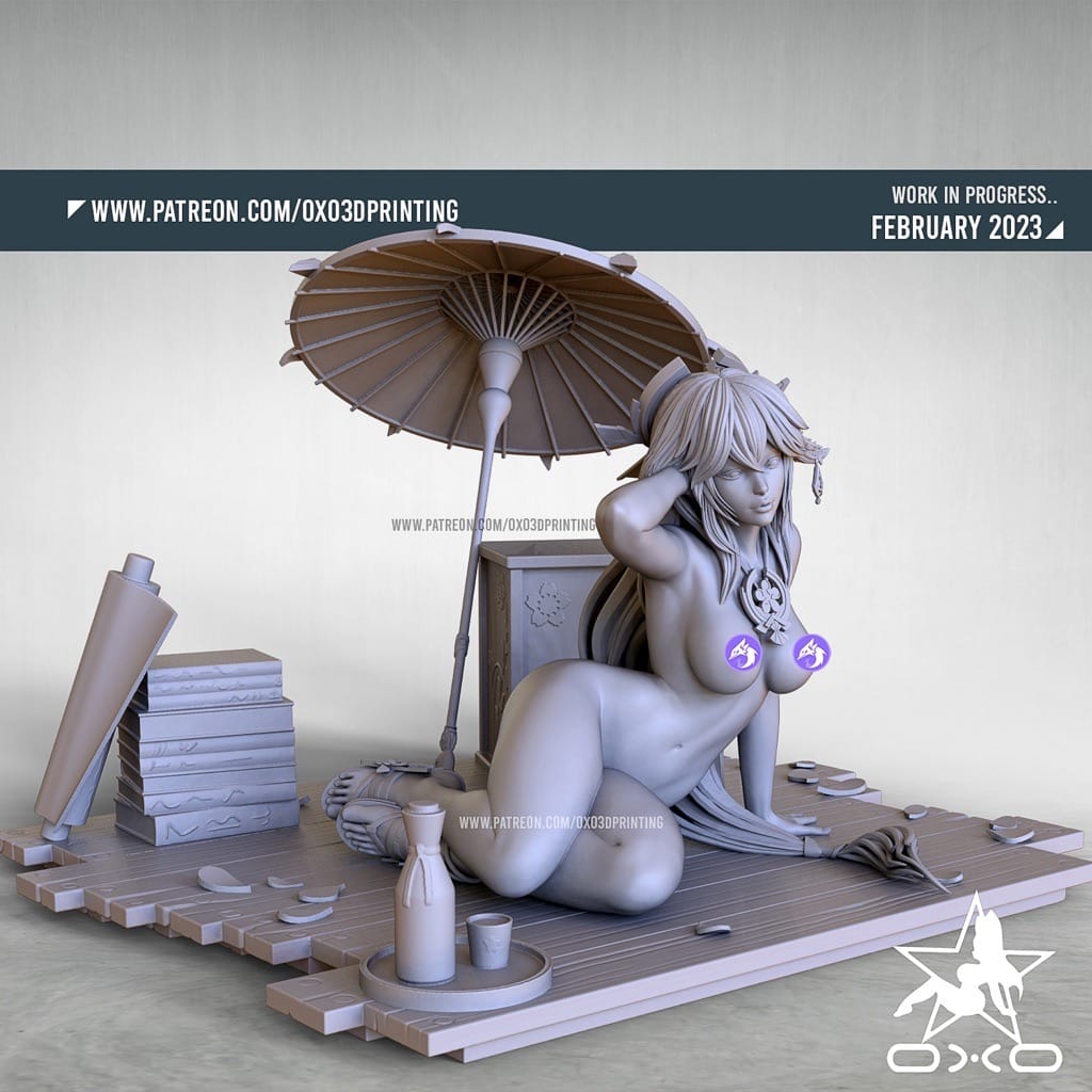 P站图纸印象馆 OXO3D 原神 八重神子 OXO3D 原神 八重神子