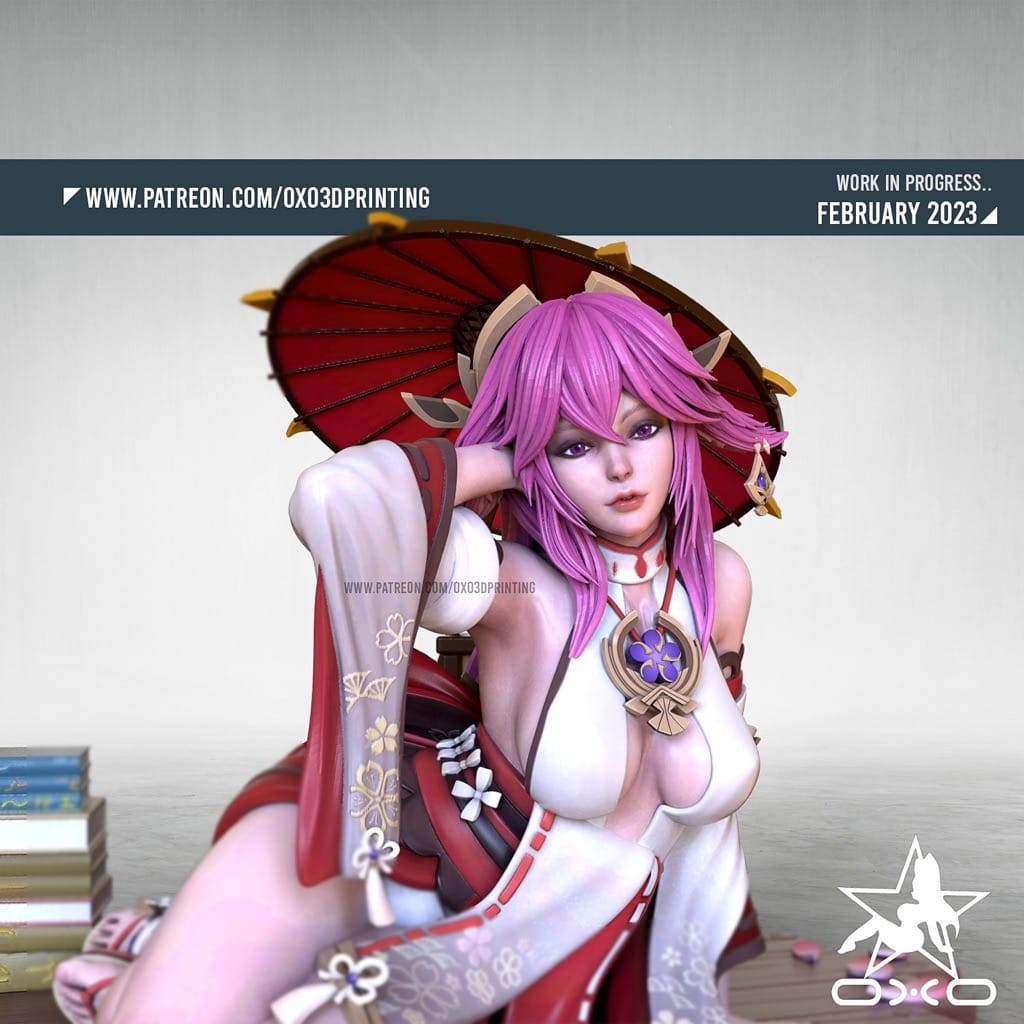 P站图纸印象馆 OXO3D 原神 八重神子 OXO3D 原神 八重神子