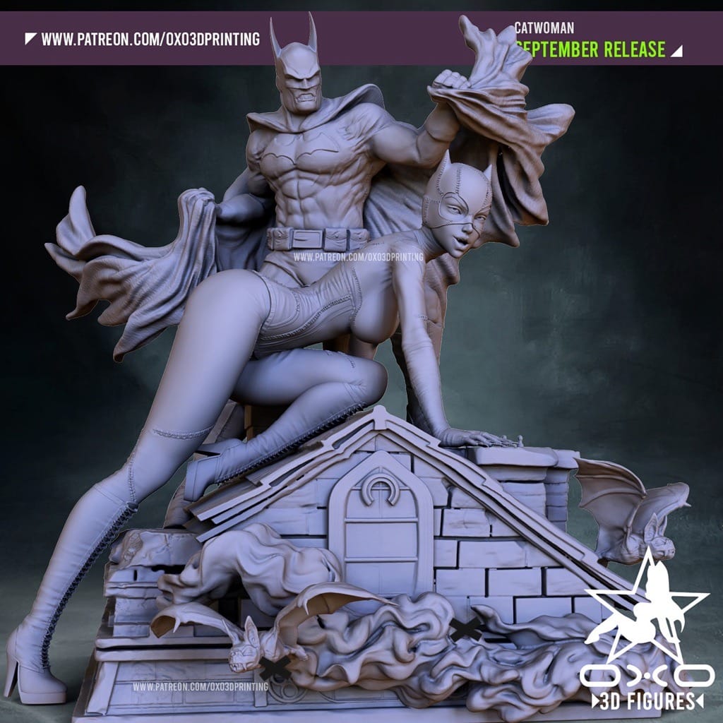 P站图纸印象馆 OXO3D DC漫画 蝙蝠侠和猫女 OXO3D DC漫画 蝙蝠侠和猫女