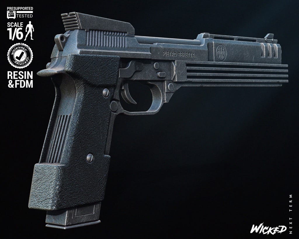 P站图纸印象馆 3DWicked 机械战警 半自动手枪 贝瑞塔93R 3DWicked 机械战警 半自动手枪 贝瑞塔93R