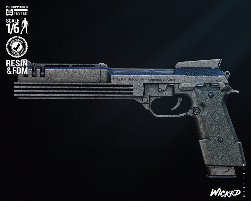 P站图纸印象馆 3DWicked 机械战警 半自动手枪 贝瑞塔93R 3DWicked 机械战警 半自动手枪 贝瑞塔93R