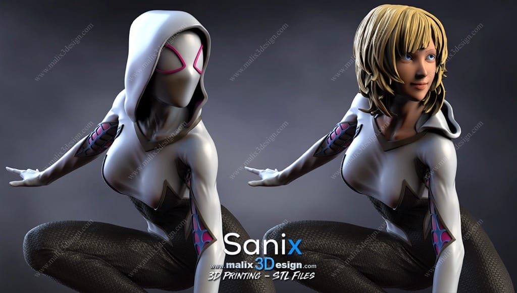 P站图纸印象馆 Sanix3d 漫威 蜘蛛格温 Sanix3d 漫威 蜘蛛格温