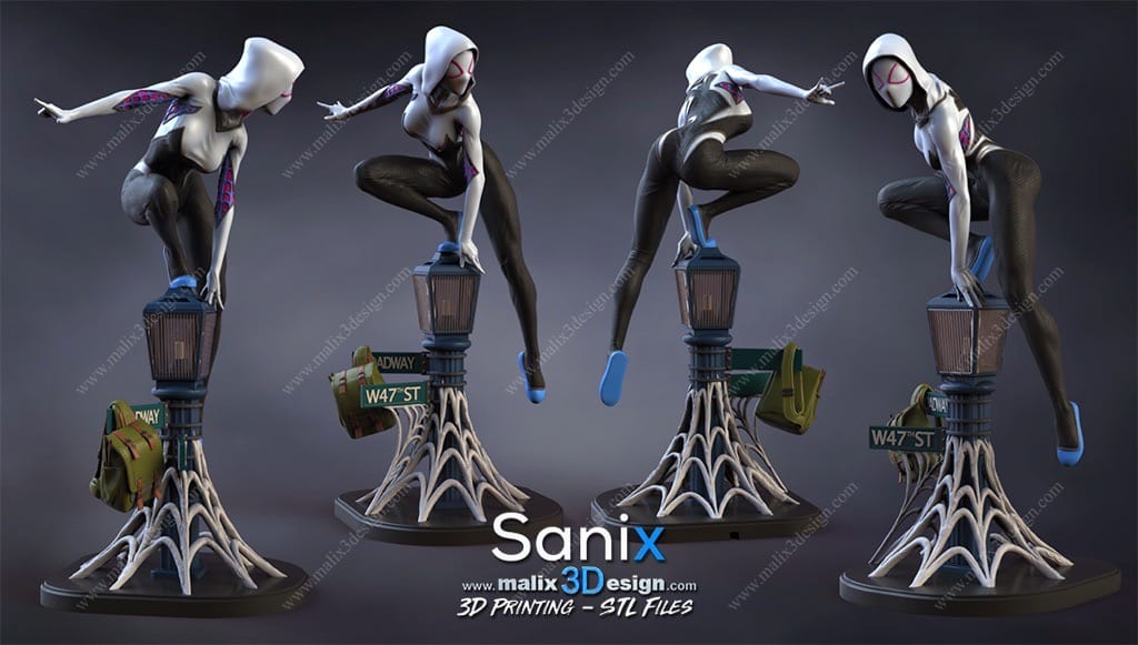P站图纸印象馆 Sanix3d 漫威 蜘蛛格温 Sanix3d 漫威 蜘蛛格温