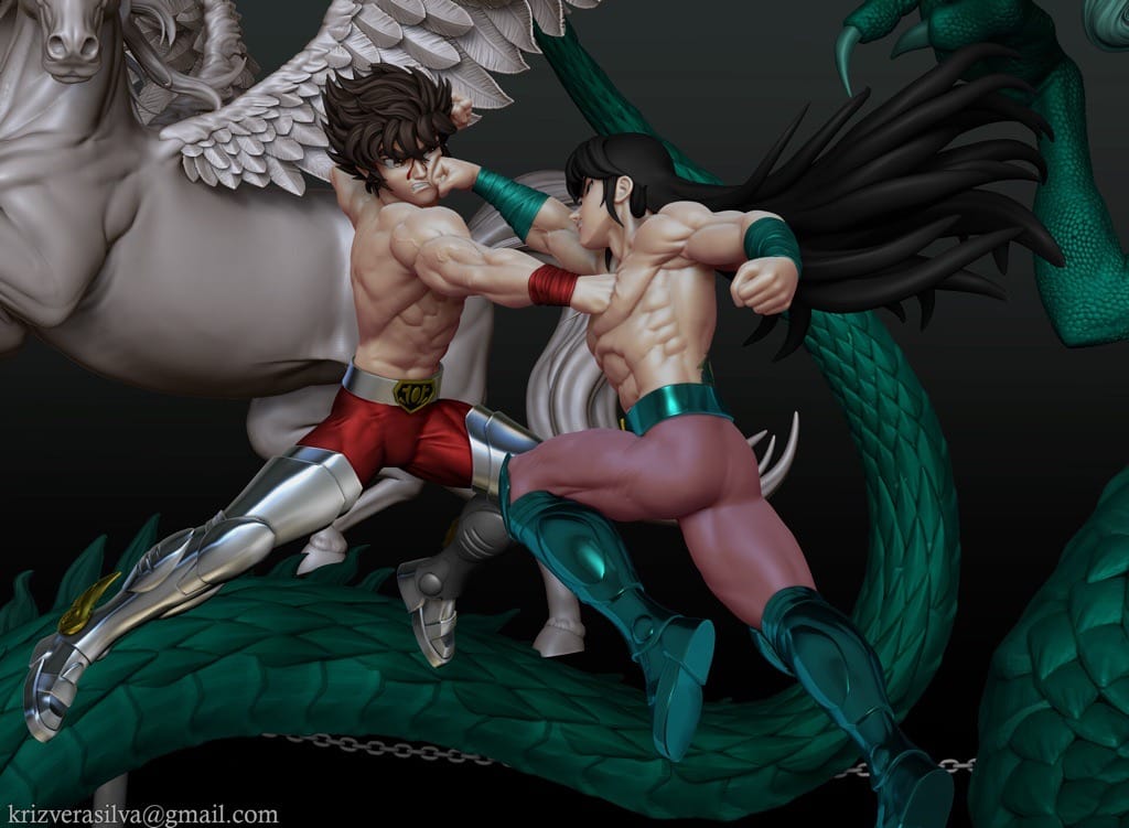 P站图纸印象馆 圣斗士星矢 星矢对战紫龙 圣斗士星矢 星矢对战紫龙