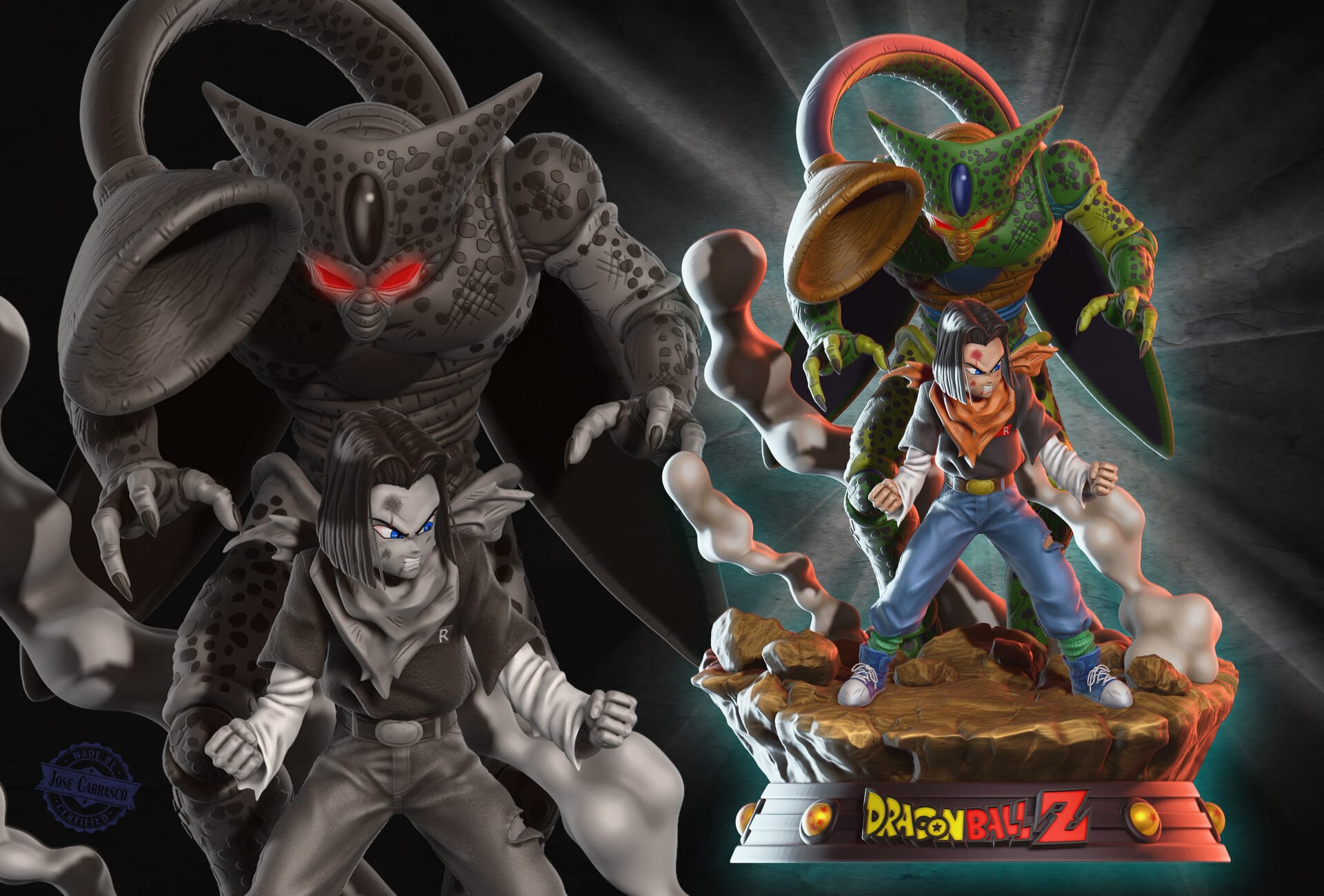 P站图纸印象馆 人造人17号和沙鲁 人造人17号和沙鲁