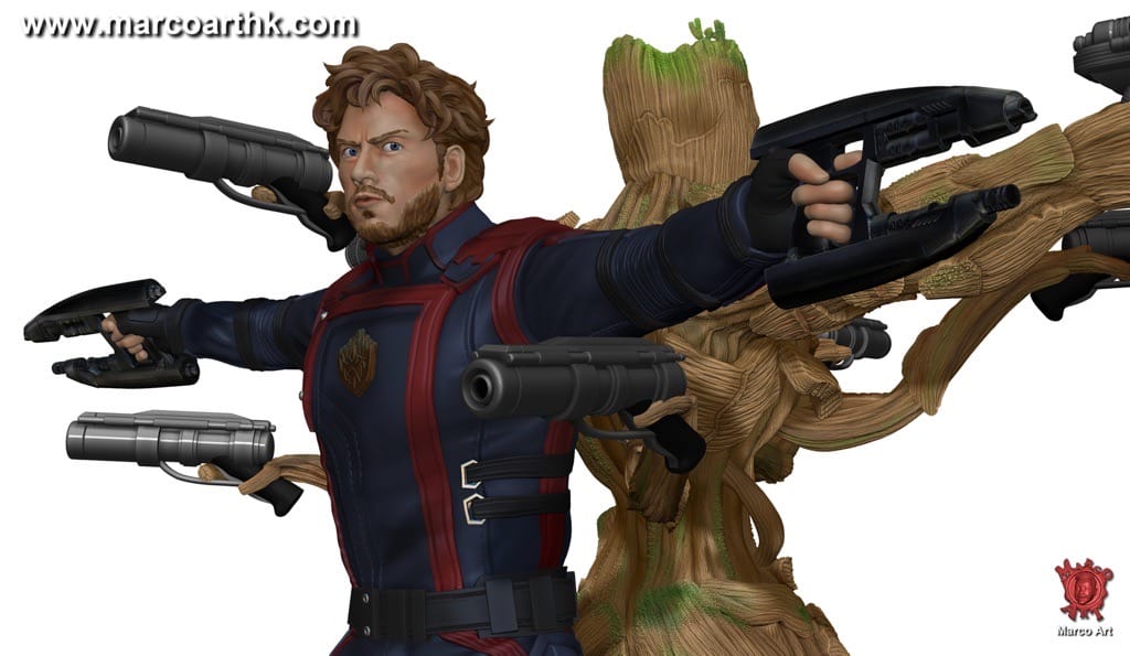 P站图纸印象馆 Marco Art 漫威 星爵和格鲁特 Marco Art 漫威 星爵和格鲁特