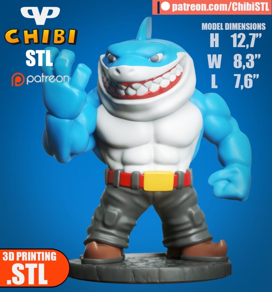P站图纸印象馆 Chibi STL 鲨鱼侠 Chibi STL 鲨鱼侠