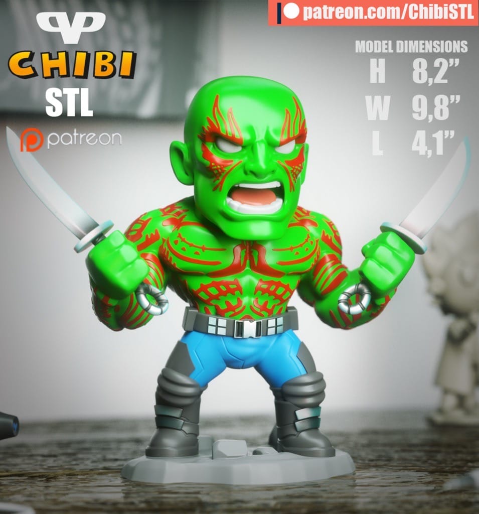 P站图纸印象馆 Chibi STL DC漫画 德拉克斯 Chibi STL DC漫画 德拉克斯