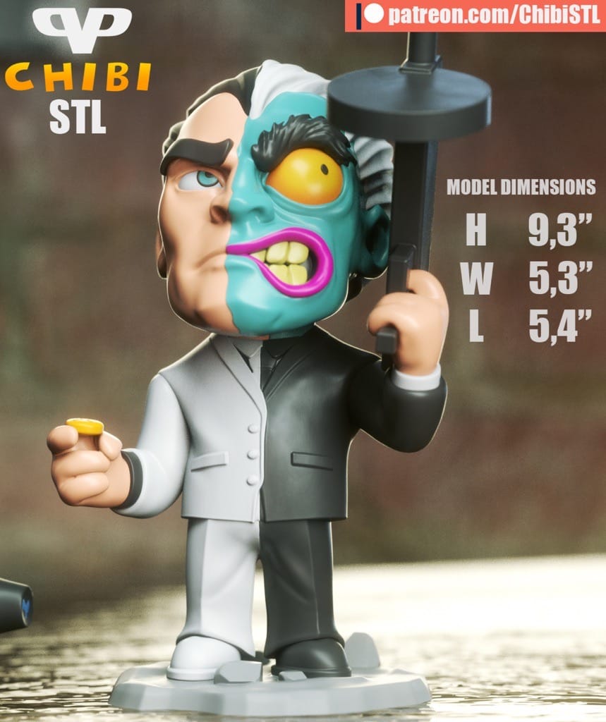 P站图纸印象馆 Chibi STL DC漫画 双面人 Chibi STL DC漫画 双面人