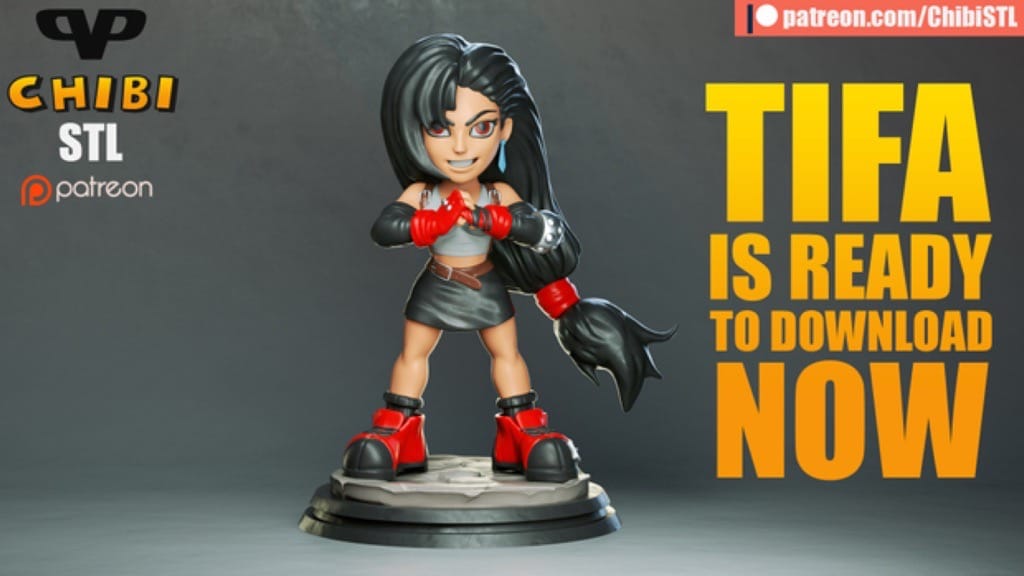 P站图纸印象馆 Chibi STL 蒂法·洛克哈特 Chibi STL 蒂法·洛克哈特