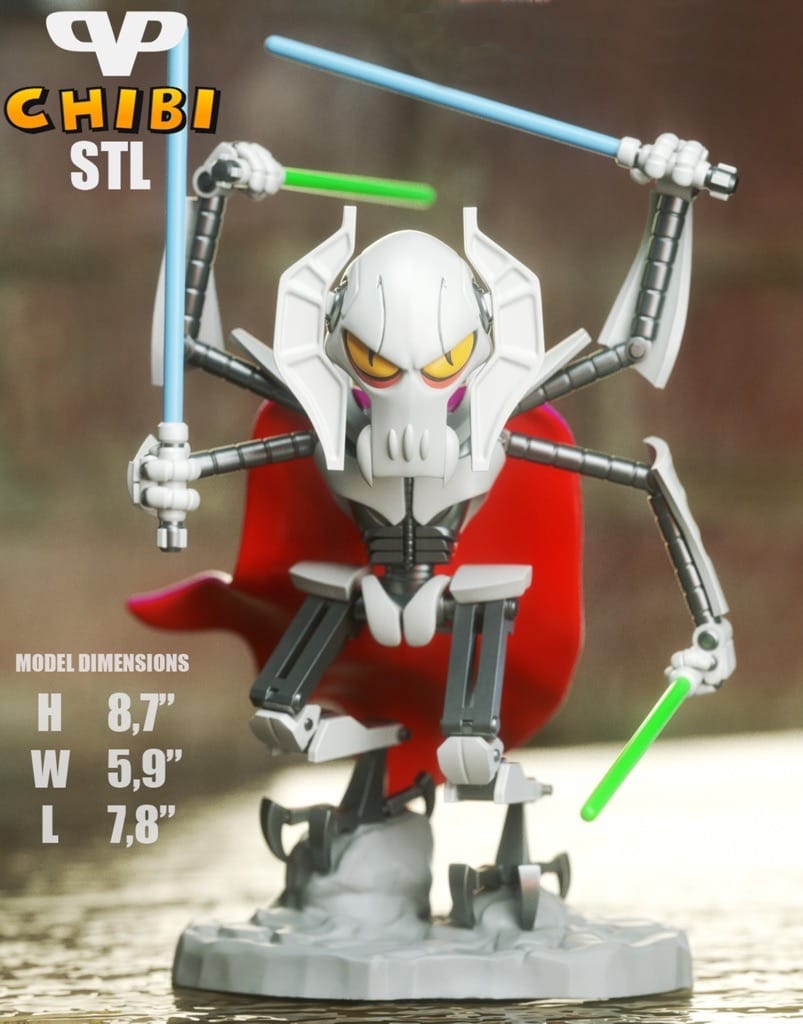 P站图纸印象馆 Chibi STL 星球大战 格里弗斯将军 Chibi STL 星球大战 格里弗斯将军