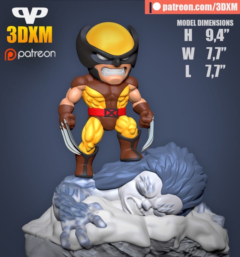 P站图纸印象馆 Chibi STL 漫威 金刚狼 Chibi STL 漫威 金刚狼