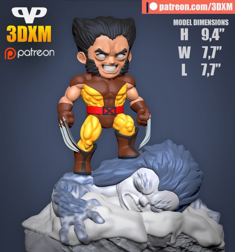 P站图纸印象馆 Chibi STL 漫威 金刚狼 Chibi STL 漫威 金刚狼