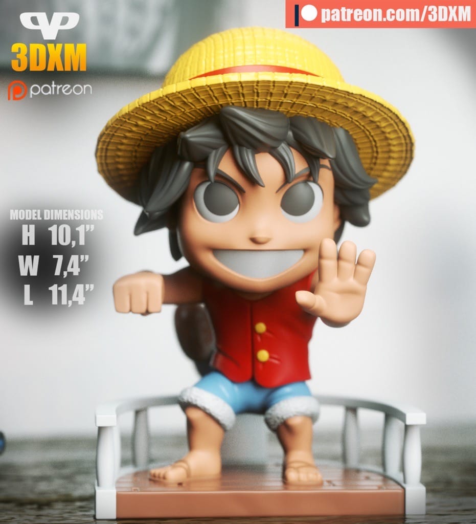P站图纸印象馆 Chibi STL 路飞 海贼王 Chibi STL 路飞 海贼王