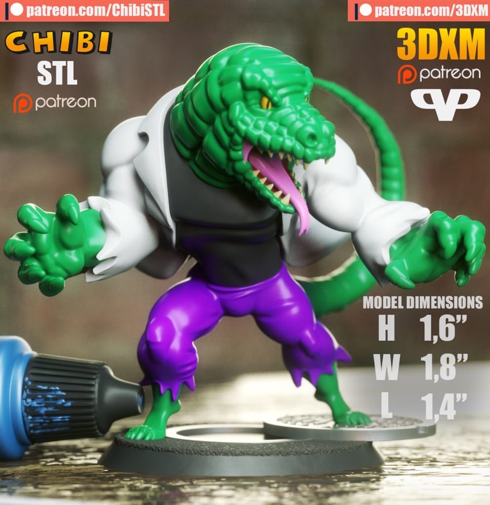 P站图纸印象馆 Chibi STL 漫威 蜥蜴教授 Chibi STL 漫威 蜥蜴教授