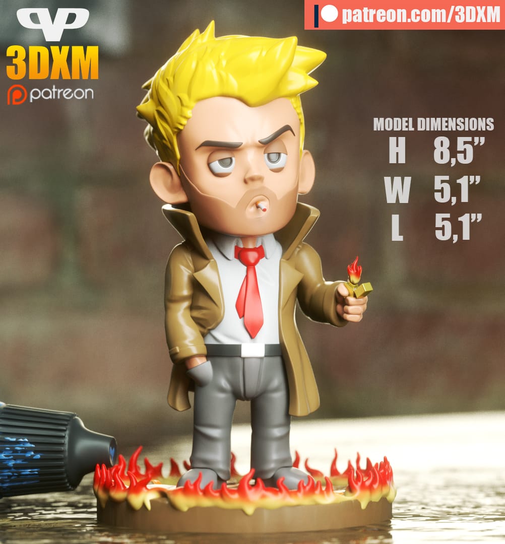 P站图纸印象馆 Chibi STL DC漫画 黑暗正义联盟 约翰·康斯坦丁 Chibi STL DC漫画 黑暗正义联盟 约翰·康斯坦丁