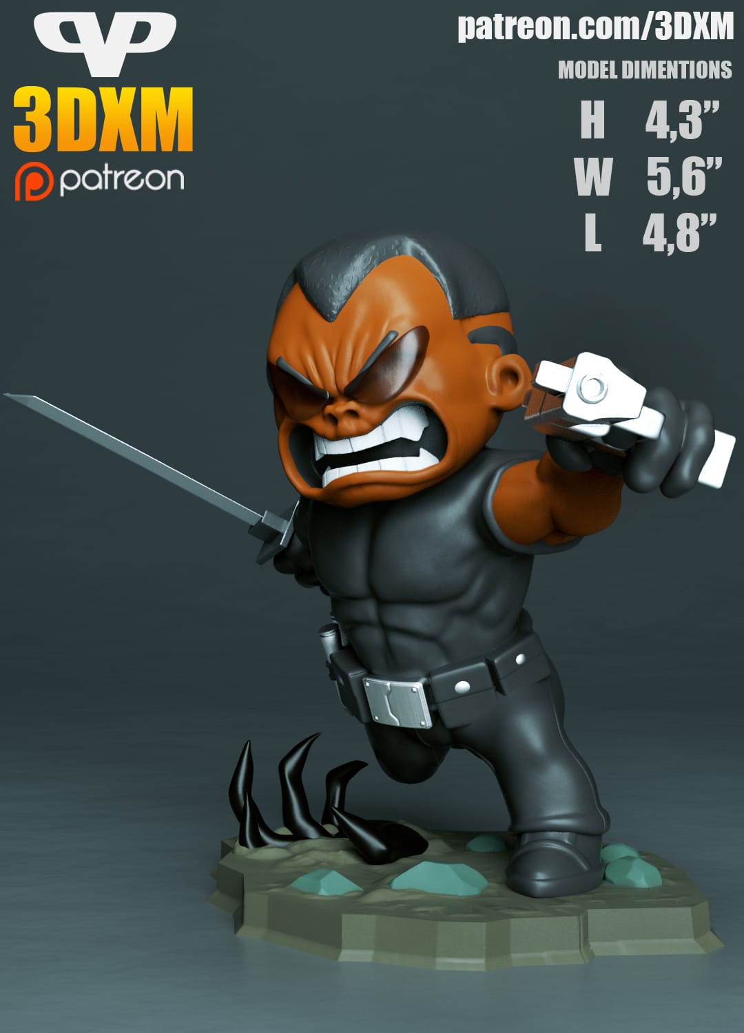 P站图纸印象馆 Chibi STL 漫威 复仇者联盟 刀锋战士 Chibi STL 漫威 复仇者联盟 刀锋战士