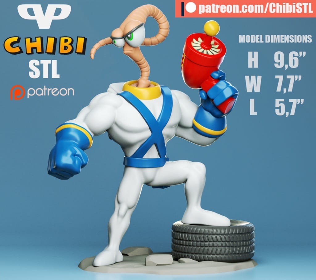 P站图纸印象馆 Chibi STL 蚯蚓吉姆 Chibi STL 蚯蚓吉姆