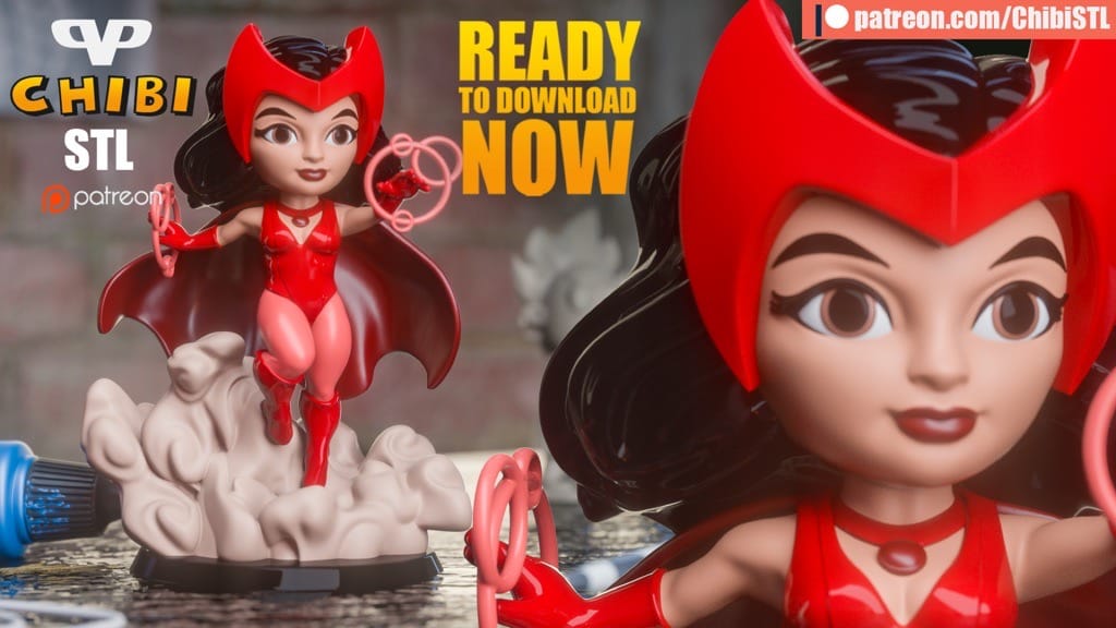 P站图纸印象馆 Chibi STL 漫威 绯红女巫 Chibi STL 漫威 绯红女巫