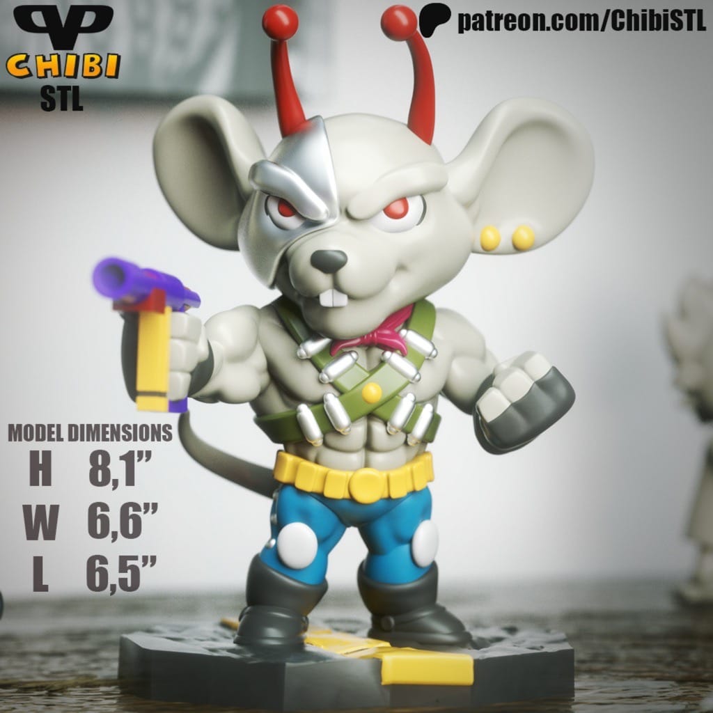P站图纸印象馆 Chibi STL 火星鼠骑士 维尼 Chibi STL 火星鼠骑士 维尼